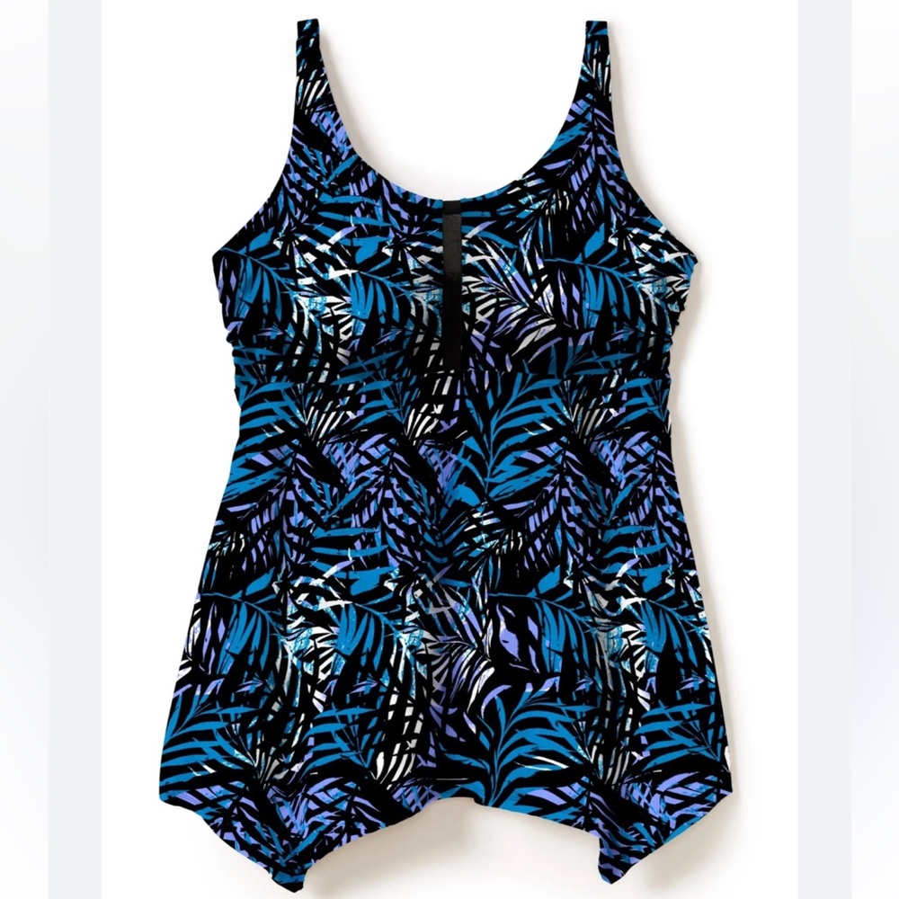Swimsuits For All Swim 365 Tropical Print Tank with Black Shorts